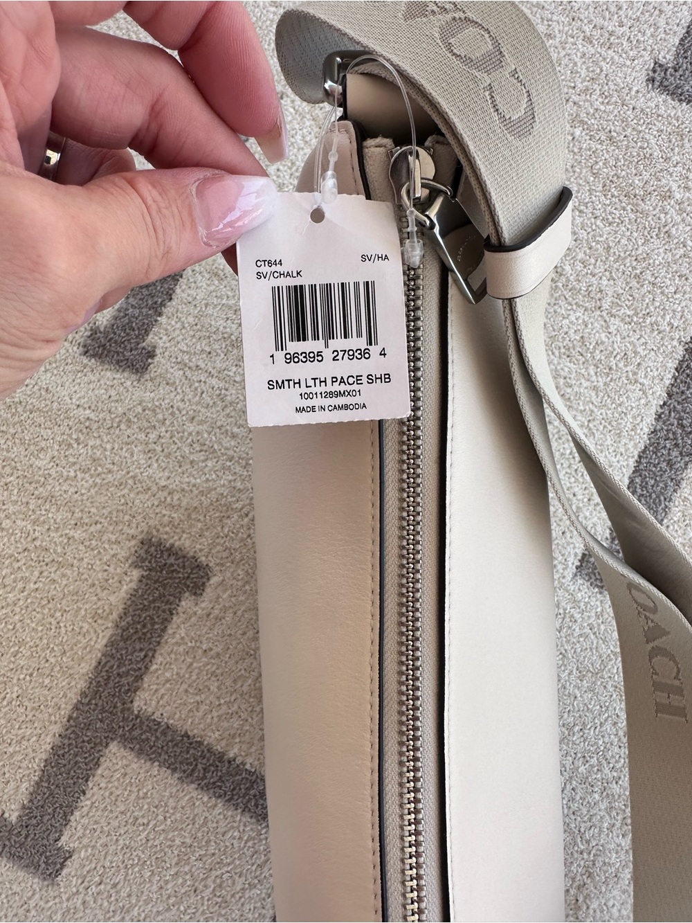 Coach Chalk Crescent Shoulder Bag with Logo Strap - Picture 6 of 8